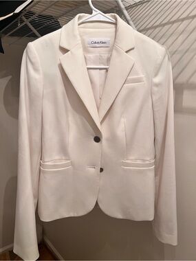 Calvin Klein Women's Ivory Two-Button Blazer beautiful